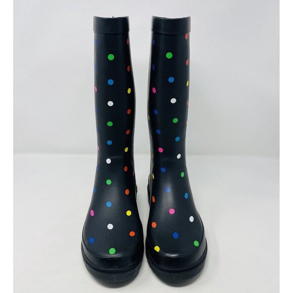 Sugar Womens Size 6M Raffle Tall Rubber Rain Boots in Black Fiesta Polka Dot $65 - Picture 5 of 9